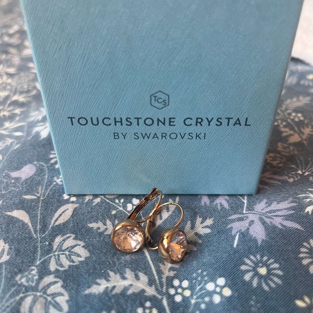 Rose gold earrings by Touchstone crystal by Swarovski